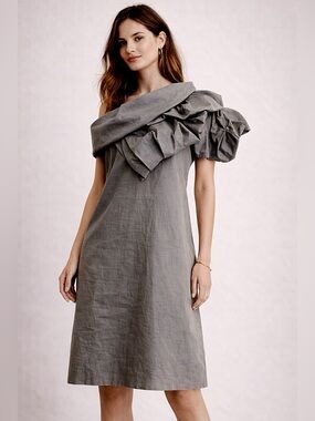 Ryu Vintage Avant-Garde Off Shoulder Dress | Sculptural Cotton Statement Piece